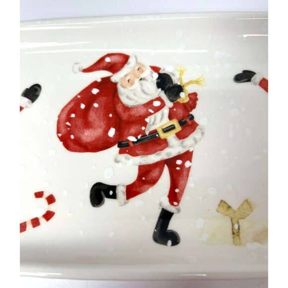Christmas Rectangular Santa Claus Ceramic Serving Tray - 12.5 x 5 - Dishwasher & - Picture 2 of 4